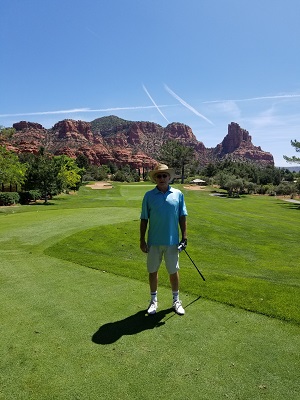 Mark playing golf in Sedona, Az.